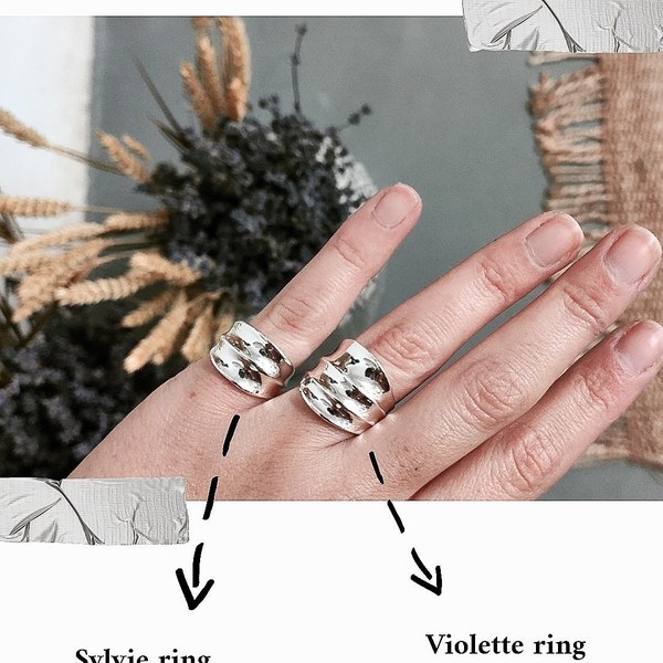 Violette ring - ασήμι, μοντέρνο, minimal, μεγάλα, αυξομειούμενα - 3