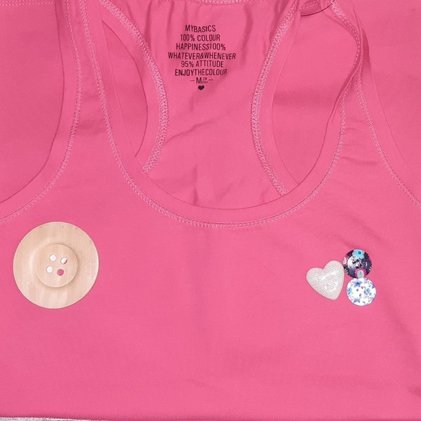 Μπλούζα ραντάκι ροζ με κουμπιά και καρδιά - βαμβάκι