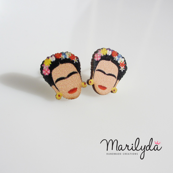 Σκουλαρίκια Frida Kahlo καρφωτά - καρφωτά, μικρά, boho, frida kahlo - 3
