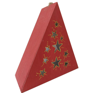 Ξύλινο Τρίγωνο διακοσμητικό χώρου σε χρώμα ανοιχτό κεραμιδί - ξύλο, αστέρι, διακοσμητικά, κεριά, διακόσμηση σαλονιού