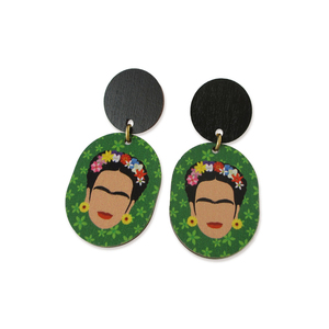 Σκουλαρίκια Frida Kahlo ξύλινα - μικρά, κρεμαστά, μεγάλα, frida kahlo