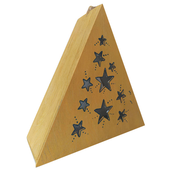Ξύλινο Τρίγωνο διακοσμητικό χώρου σε χρώμα μουσταρδί - ξύλο, αστέρι, διακοσμητικά, κεριά, διακόσμηση σαλονιού