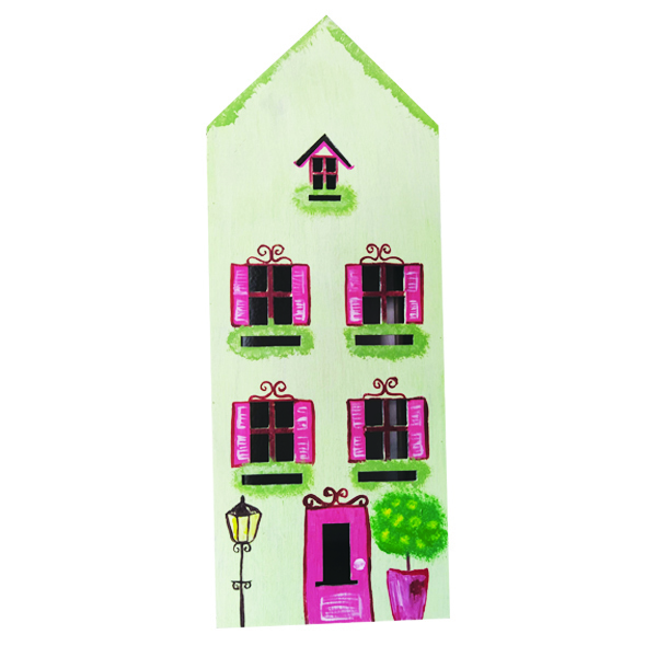 Ξύλινο Σπίτι διακοσμητικό ζωγραφισμένο με παράθυρα - ξύλο, διακόσμηση, διακοσμητικά, κεριά, διακόσμηση σαλονιού - 3