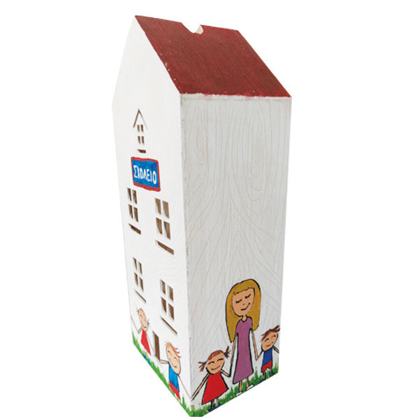 Ξύλινο Σπίτι διακοσμητικό ζωγραφισμένο "Σχολείο" - ξύλο, διακόσμηση, διακοσμητικά, κεριά, διακόσμηση σαλονιού - 2