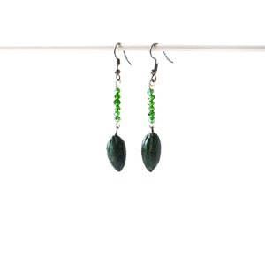 Σκουλαρίκια πράσινες ελιές - ζωγραφισμένα στο χέρι, πηλός, χειροποίητα, κρεμαστά - 3