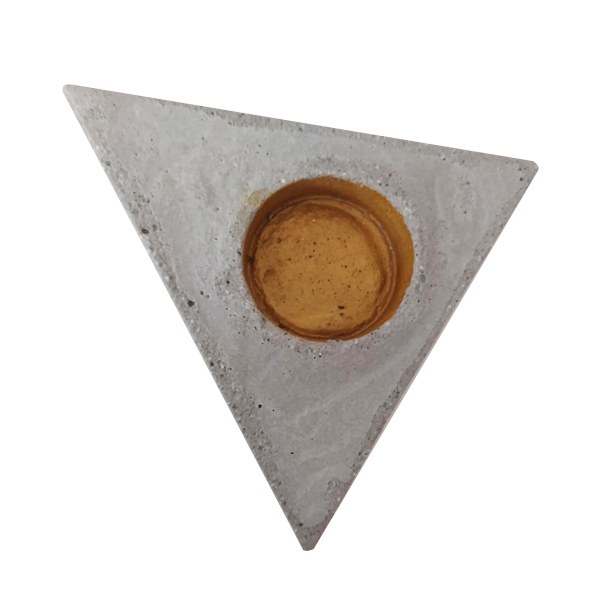 Τρίγωνο διακοσμητικό από τσιμέντο "Gold Triangle" - τσιμέντο, ρεσώ & κηροπήγια, διακοσμητικά, διακόσμηση σαλονιού - 2