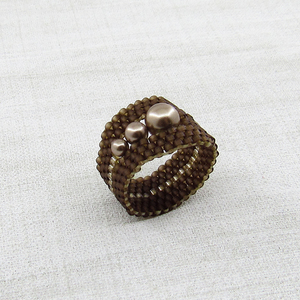 Δαχτυλίδι με χάντρες και πέρλες Swarovski - χειροποίητα, χάντρες, σταθερά, πέρλες, μεγάλα, φθηνά - 3