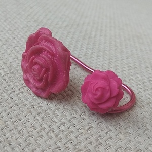 δαχτυλίδι διπλό τριαντάφυλλα, λουλούδια φούξια ρόζ - τριαντάφυλλο, πηλός, λουλούδι, μεγάλα, αυξομειούμενα, φθηνά - 3