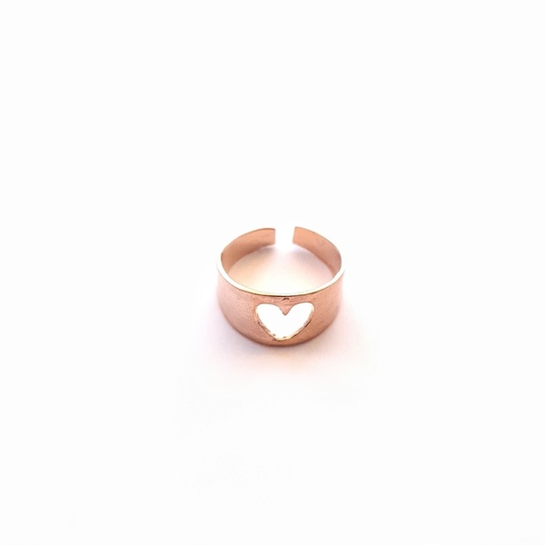 Rose gold heart ring - ορείχαλκος, μικρά, επιροδιωμένα, αυξομειούμενα, φθηνά