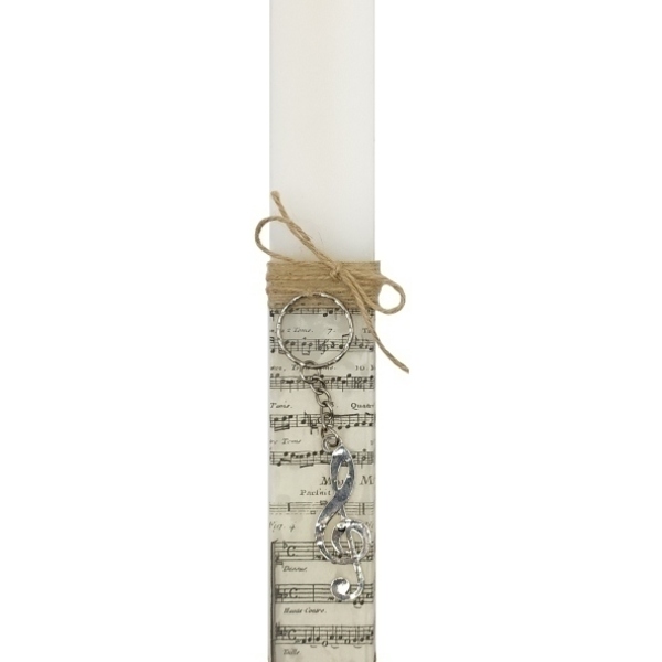 Χειροποίητη αρωματική λαμπάδα με κλειδί του Σολ - μεταλλικά στοιχεία, για παιδιά, για ενήλικες, δώρο πάσχα, για εφήβους - 2