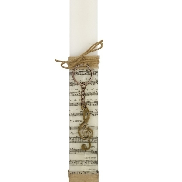 Χειροποίητη αρωματική λαμπάδα με κλειδί του Σολ - μεταλλικά στοιχεία, για παιδιά, για ενήλικες, δώρο πάσχα, για εφήβους - 3