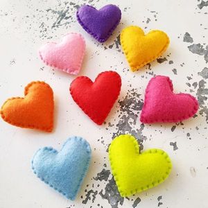 3 Μαγνήτες ροζ καρδιές - ύφασμα, καρδιά, αγάπη, διακοσμητικά, μαγνητάκια ψυγείου - 5