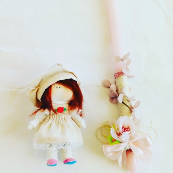 Λαμπάδα με χειροποιητη κουκλίτσα λουλουδακι - κορίτσι, λαμπάδες, κουκλίτσα, για παιδιά