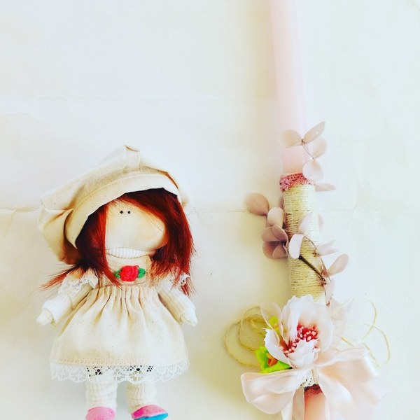 Λαμπάδα με χειροποιητη κουκλίτσα λουλουδακι - κορίτσι, λαμπάδες, κουκλίτσα, για παιδιά - 3