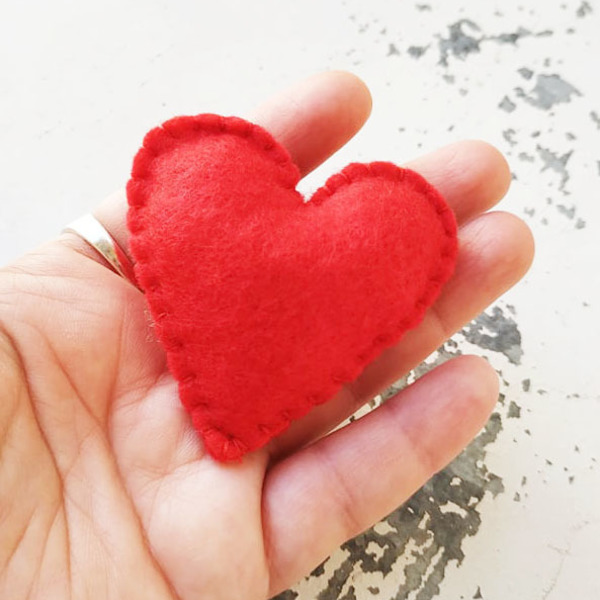 3 Μαγνήτες κόκκινες καρδιές - ύφασμα, καρδιά, χειροποίητα, μαγνητάκια ψυγείου - 3