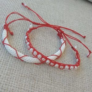 2 βραχιόλια Μάρτη αντρικό και γυναικείο, μαρτάκια με κορδόνι και πέρλες - πέρλες, ζευγάρια, αυξομειούμενα, φθηνά - 3
