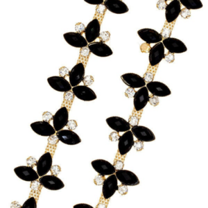 Μαύρα Δερμάτινα Χειροποίητα Σανδάλια με τρεσα λουλουδάκι και στρας - δέρμα, μοντέρνο, πέτρες, μαύρα, αρχαιοελληνικό, φλατ, ankle strap - 5