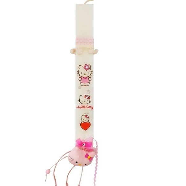 Χειροποίητη αρωματική λαμπάδα Hello Kitty - κορίτσι, λαμπάδες, λούτρινα, για παιδιά, για μωρά