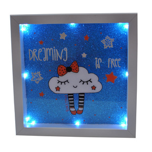 Happy Smiley Cloud Φωτιστικό Καδράκι - πίνακες & κάδρα, κορίτσι, δώρο, παιδικά κάδρα - 2
