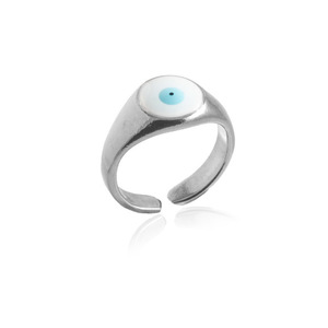 Δαχτυλίδι Light Blue Eye - Χρώμα Ασημί - ορείχαλκος, επάργυρα, boho, αυξομειούμενα, φθηνά