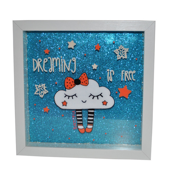 Happy Smiley Cloud Φωτιστικό Καδράκι - πίνακες & κάδρα, κορίτσι, δώρο, παιδικά κάδρα
