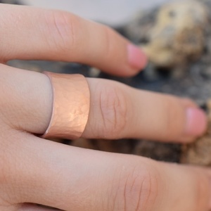 Ροζ χρυσό φαρδύ δαχτυλίδι ανοιχτό ασήμι 925 - ασήμι, επιχρυσωμένα, boho, μεγάλα, αυξομειούμενα - 2
