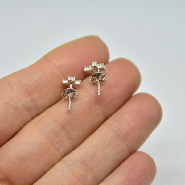 Μίνι σκουλαρίκια ασήμι 925 - ασήμι, σταυρός, καρφωτά, μικρά, νυφικά - 4