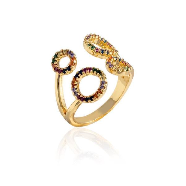 Δαχτυλίδι Circle Zircon - Χρώμα Χρυσό - ημιπολύτιμες πέτρες, επιχρυσωμένα, ορείχαλκος, αυξομειούμενα, φθηνά