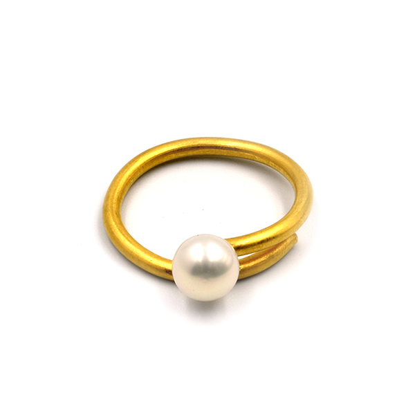 Pearl Gold Χειροποίητο Χρυσό Δαχτυλίδι με Μαργαριτάρι - ασήμι, ημιπολύτιμες πέτρες, μαργαριτάρι, επιχρυσωμένα, boho, αυξομειούμενα, φθηνά