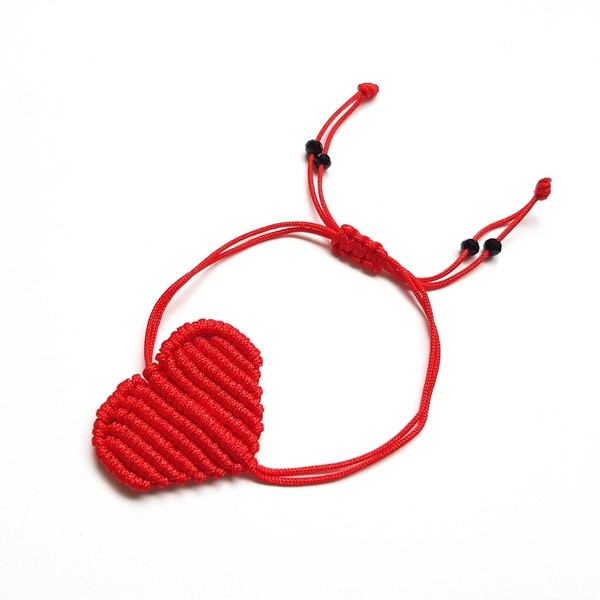 "Romantic Heart Bracelet"-Μίνιμαλ μακραμέ βραχιόλι - καρδιά, μακραμέ, κορδόνια, αυξομειούμενα
