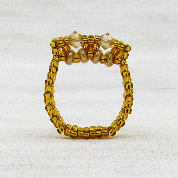 Δαχτυλίδι με χάντρες σε χρυσό χρώμα και κρύσταλλα Swarovski - swarovski, χειροποίητα, χάντρες, σταθερά, φθηνά - 2