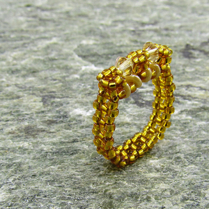 Δαχτυλίδι με χάντρες σε χρυσό χρώμα και κρύσταλλα Swarovski - swarovski, χειροποίητα, χάντρες, σταθερά, φθηνά - 4