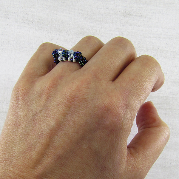 Δαχτυλίδι με χάντρες και κρύσταλλα Swarovski - swarovski, χειροποίητα, χάντρες, μικρά, μικρά, σταθερά, φθηνά - 5