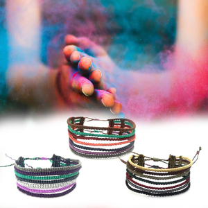 Multicolor bracelet - ιδιαίτερο, μακραμέ, ethnic, χεριού, αυξομειούμενα, φαρδιά - 4