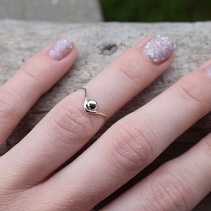 Chevron δαχτυλίδι με σφαίρα ασήμι 925 - ασήμι, μικρά, boho, boho, σταθερά, φθηνά - 2
