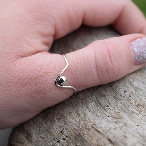 Chevron δαχτυλίδι με σφαίρα ασήμι 925 - ασήμι, μικρά, boho, boho, σταθερά, φθηνά - 3