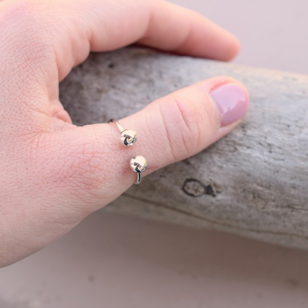 Δαχτυλίδι με σφαίρες ανοιχτό ασήμι 925 - ασήμι, βεράκια, boho, αυξομειούμενα - 3