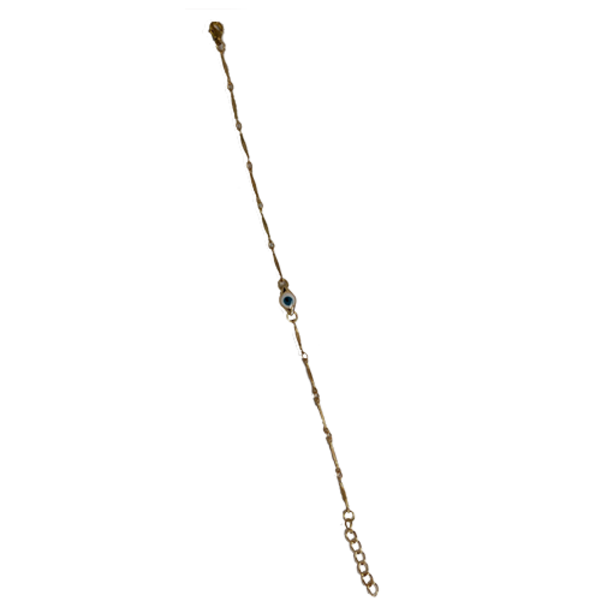 Μεταλλική Ορειχάλκινη Χρυσή Αλυσίδα Σωληνάκι Για Το Χέρι Με Ματάκι - αλυσίδες, επιχρυσωμένα, ορείχαλκος, μάτι - 2