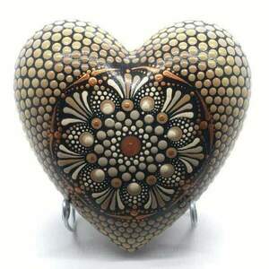 Διακοσμητικη καρδια με τεχνικη mandala - τσιμέντο, διακοσμητικά - 2