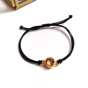 Gold Bracelet - Gold - charms, ορείχαλκος, swarovski, χεριού, αυξομειούμενα - 2