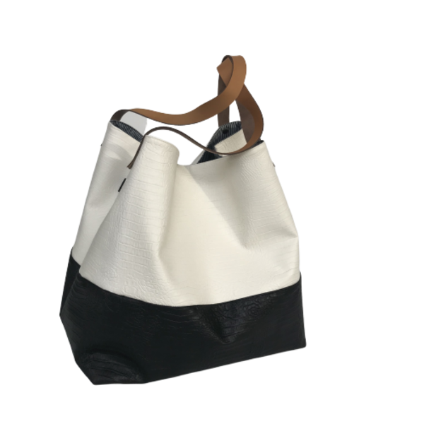 Χειροποίητη τσάντα ώμου oversized από δερματίνη διπλής όψης naxos - ώμου, διπλής όψης, δερματίνη - 2