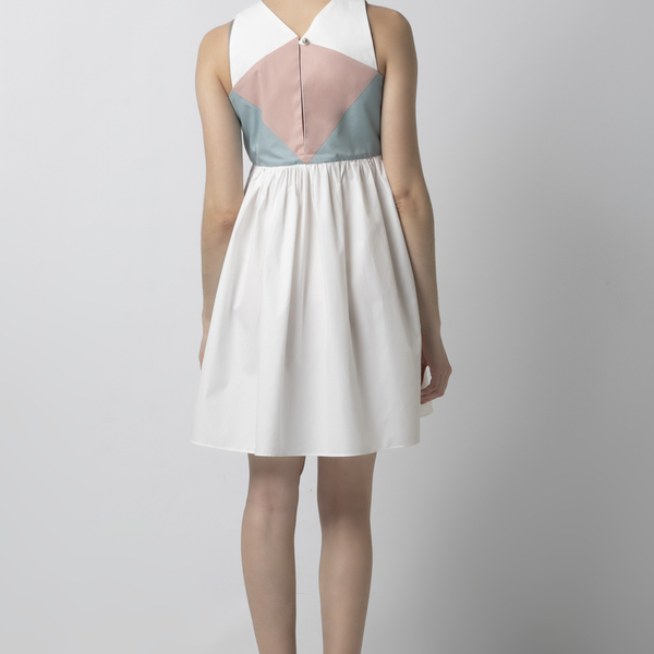 Mίνι φόρεμα σε γραμμή Α από βαμβακερή ποπλίνα - βαμβάκι, γυναικεία, mini, αμάνικο - 4