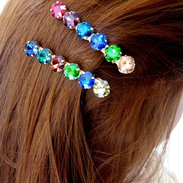 Τσιμπιδάκι κλιπ για τα μαλλιά πολύχρωμο - πολύχρωμο, trend, hair clips - 2