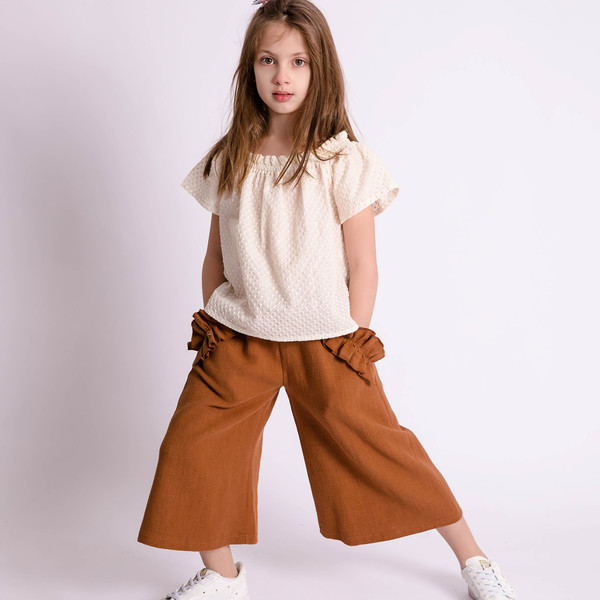 Μπλούζα Μπεζ 100% Βαμβακερή Κιπούρ - κορίτσι, παιδικά ρούχα
