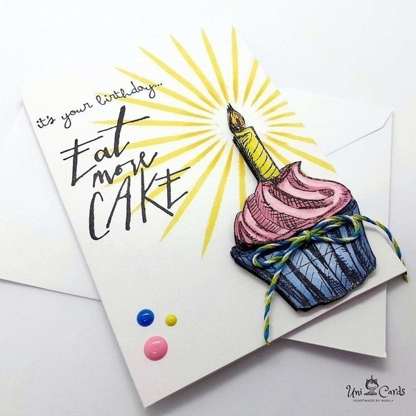 Ευχετήρια κάρτα Γενεθλίων - Cupcake - χειροποίητα, γενέθλια, κάρτα ευχών - 3