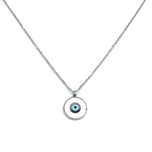 Eye Silver-White Κολιέ από Ανοξείδωτο Ατσάλι με Ματάκι - δώρο, κοντά, ατσάλι, ματάκια, δώρα για γυναίκες