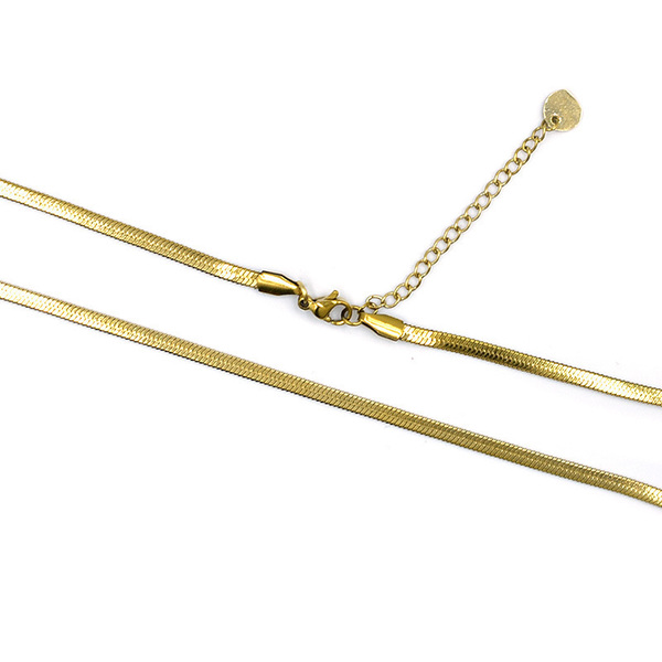 Glossy Gold Κολιέ Χρυσή Αλυσίδα Φίδι από Ανοξείδωτο Ατσάλι - αλυσίδες, επιχρυσωμένα, κοντά, ατσάλι