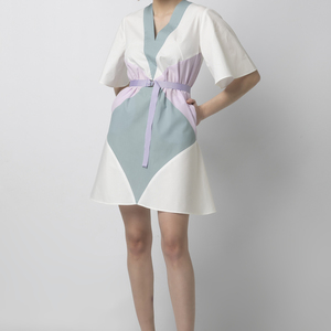 Μίνι φόρεμα από βαμβακερή ποπλίνα σε φαρδιά γραμμή με εβαζέ μανίκια - mini, βαμβάκι