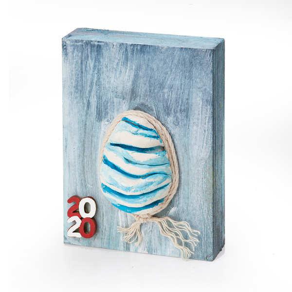 Πασχαλινό επιτραπέζιο διακοσμητικό με ανάγλυφο αυγό γαλάζιο - πηλός, διακοσμητικά, πασχαλινά αυγά διακοσμητικά, για ενήλικες