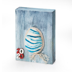Πασχαλινό επιτραπέζιο διακοσμητικό με ανάγλυφο αυγό γαλάζιο - πηλός, διακοσμητικά, πασχαλινά αυγά διακοσμητικά, για ενήλικες